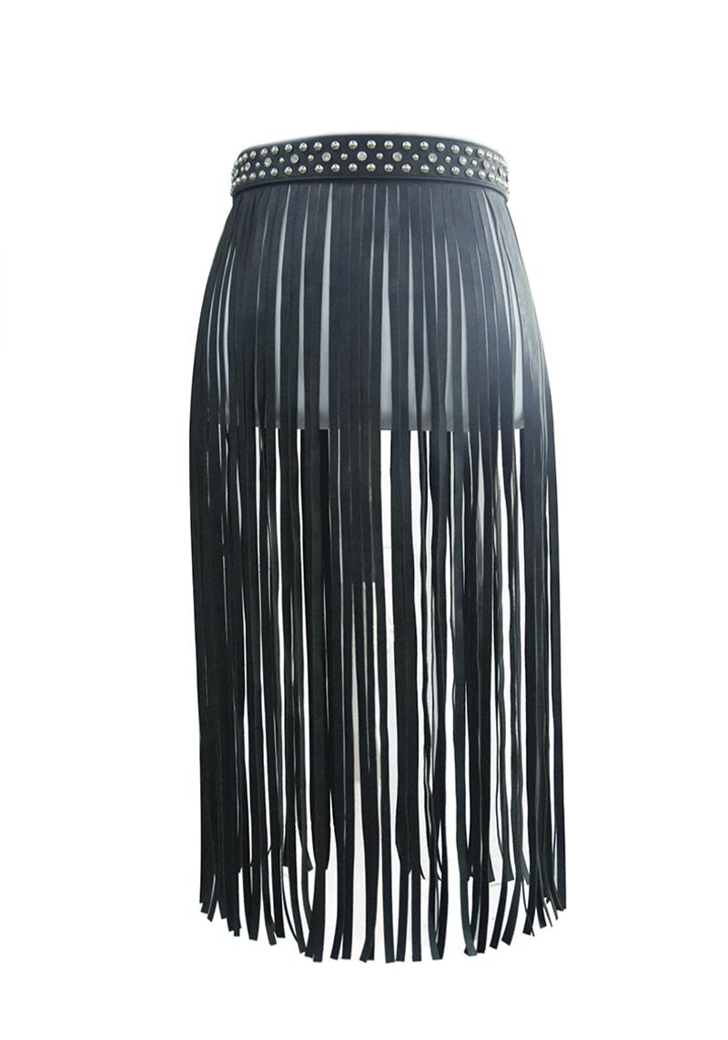 FAUX LEATHER TASSEL SKIRT BELT