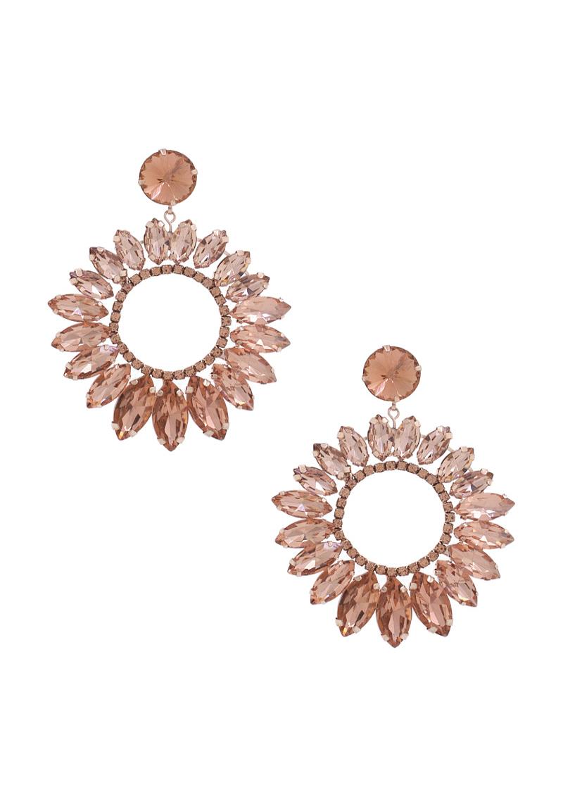 FLOWER SHAPE RHINESTONE DANGLE EARRING