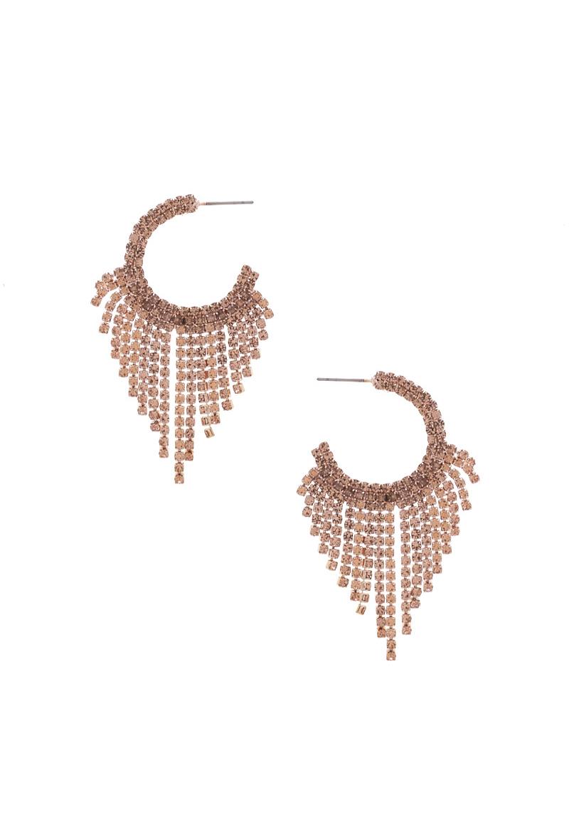 OPEN CIRCLE RHINESTONE DANGLE EARRING