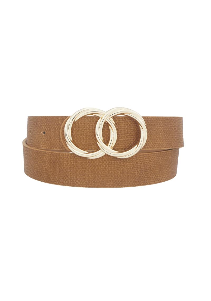 LEAN TWIST CIRCLE BUCKLE LINEN TEXTURE BELT