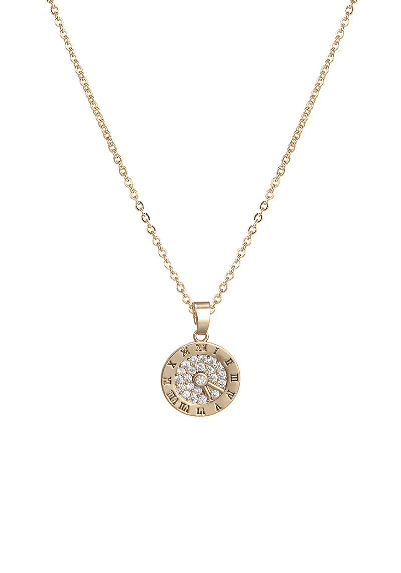 CRYSTAL CLOCK ROUND NECKLACE