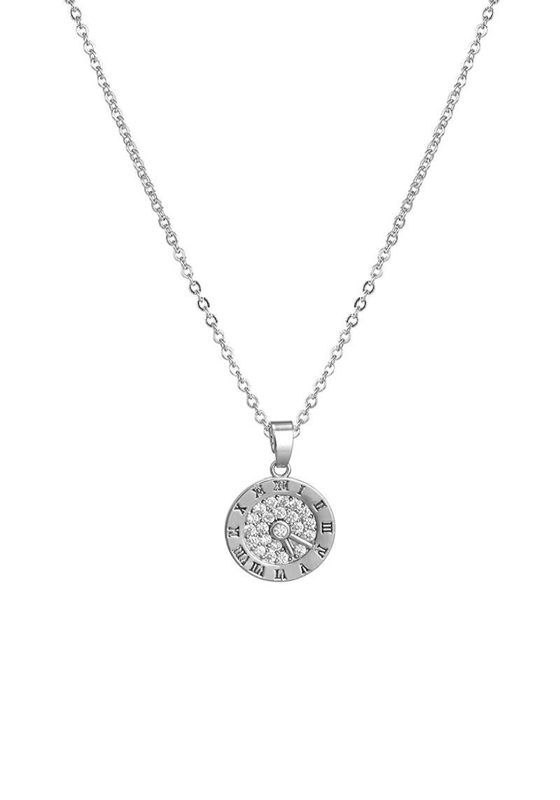 CRYSTAL CLOCK ROUND NECKLACE