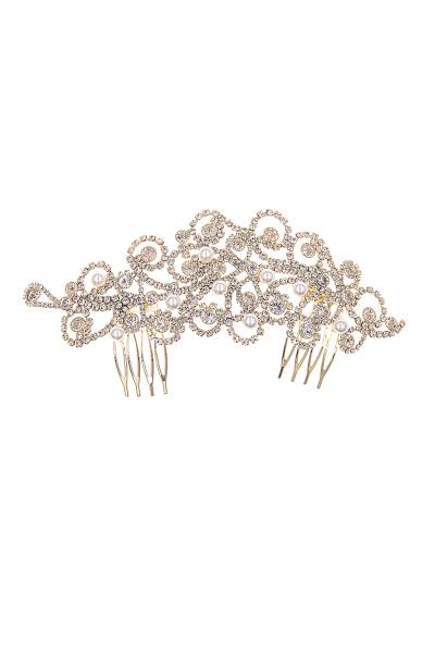 RHINESTONE BOUQUET PEARL HAIR COMB