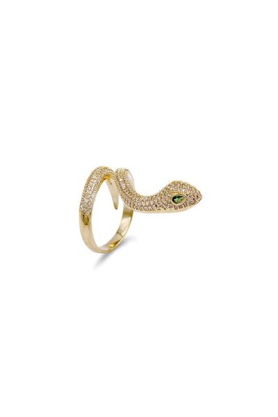 RHINESTONE STAINLESS STEEL SNAKE RING