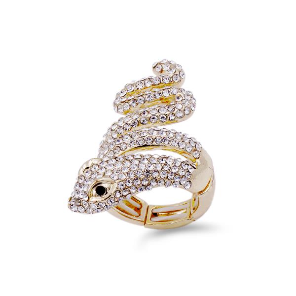 RHINESTONE SNAKE SWIRL RING