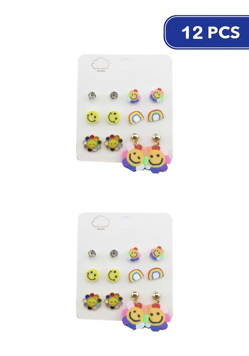 FASHION SMILE EARRING 6 PAIR SET (12 UNITS)