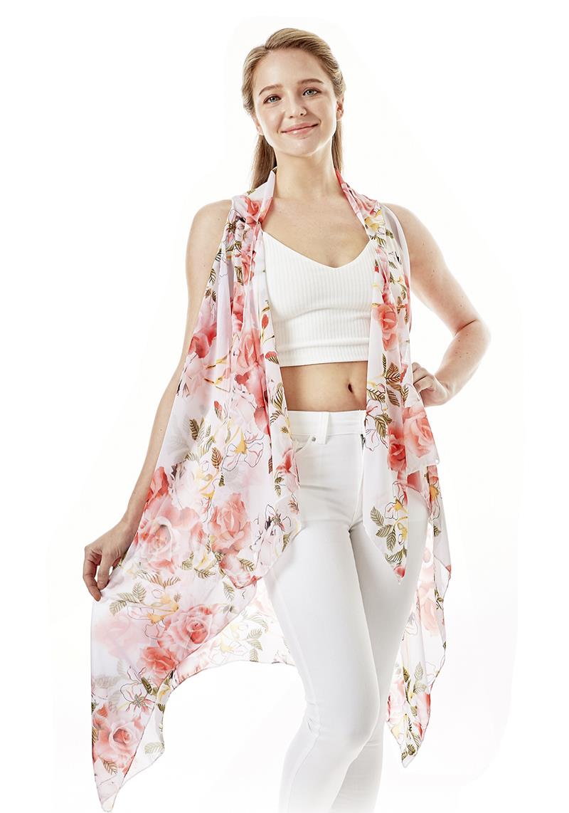 ROSES PRINT VEST COVER UP