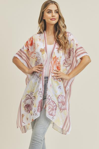 FASHION FLOWER PRINT KIMONO