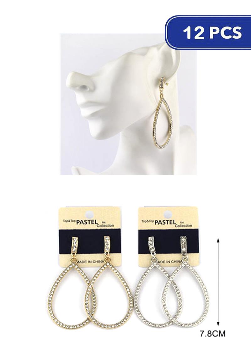 FASHION RHINESTONE TEARDROP DANGLE EARRING (12 UNITS)