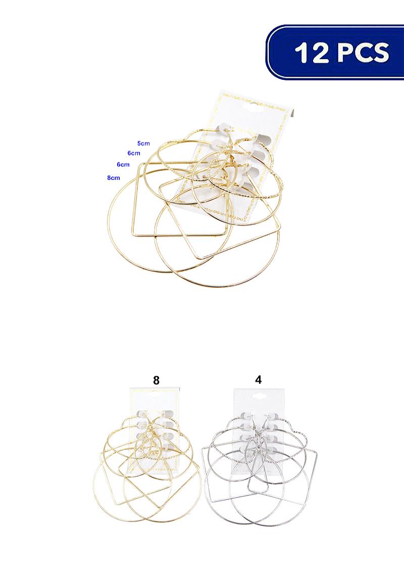 METAL STYLISH SHAPE 4 PAIR EARRING (12 UNITS)