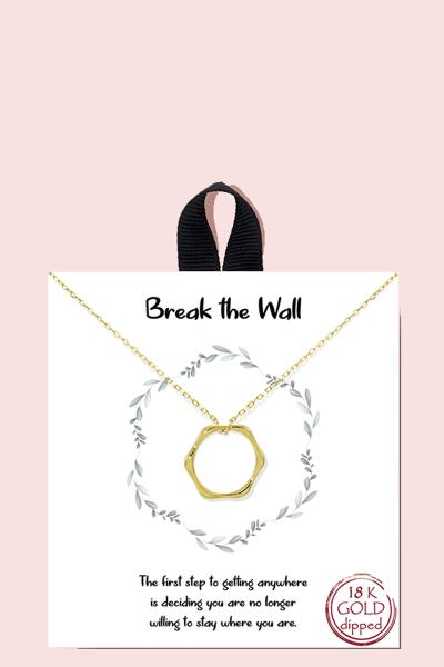 18K GOLD RHODIUM DIPPED BREAK THE WALL PENDANT NECKLACE