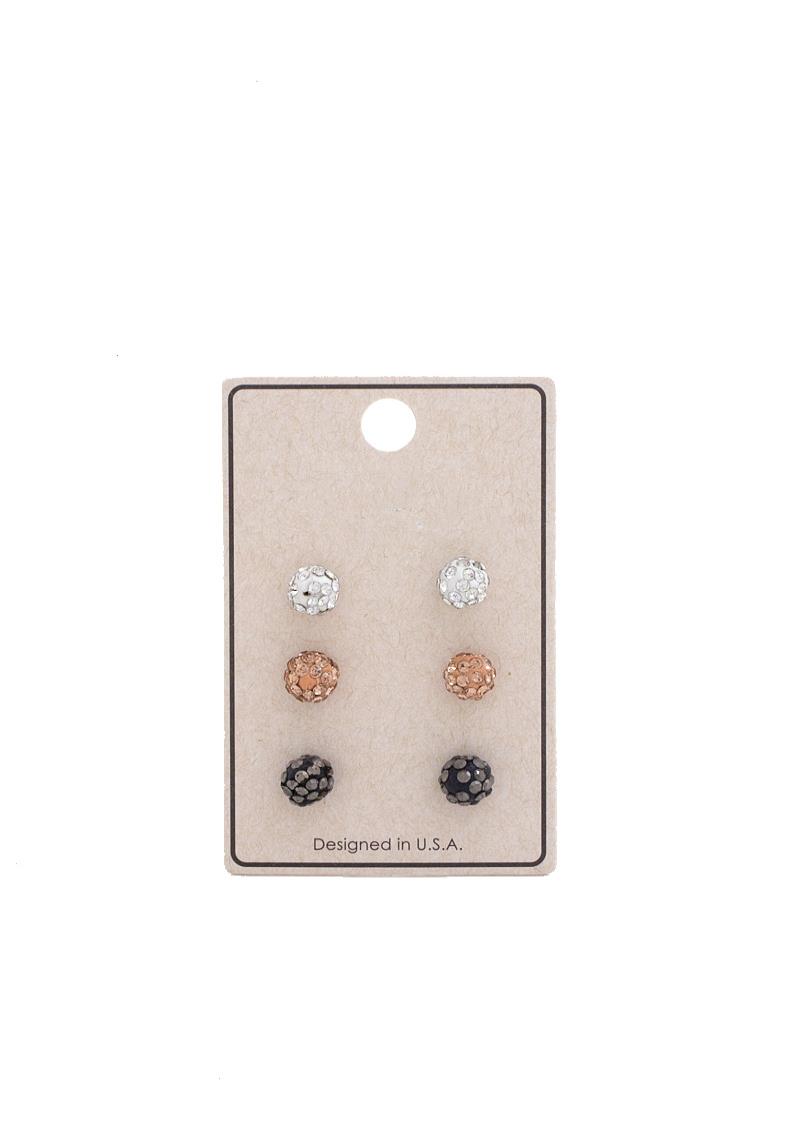 RHINESTONE BALL ASSORTED EARRING SET
