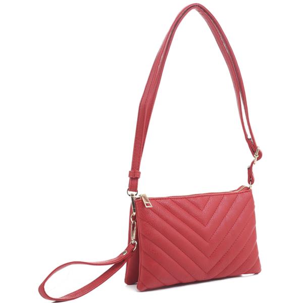 FASHION V STITCHING ZIPPER CROSSBODY BAG