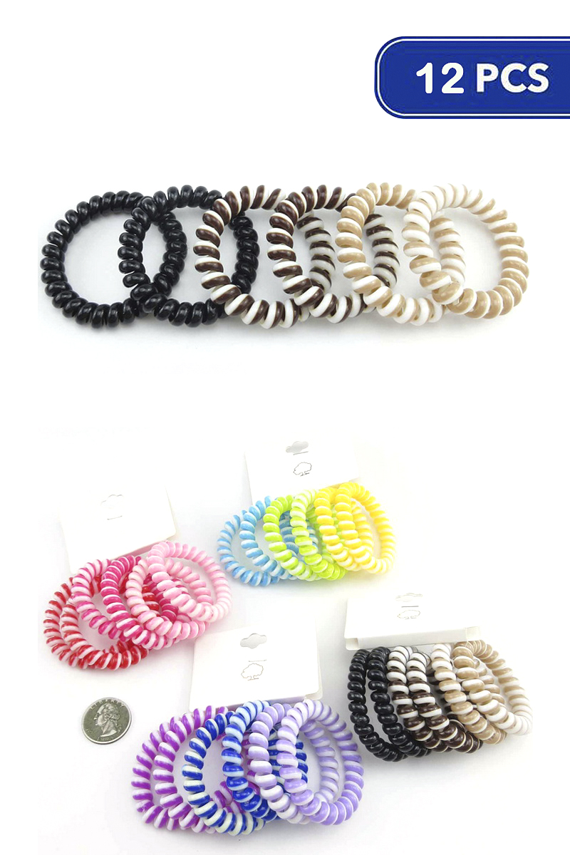 FASHION SPIRAL HAIR TIE 6 PC SET (12 UNITS)