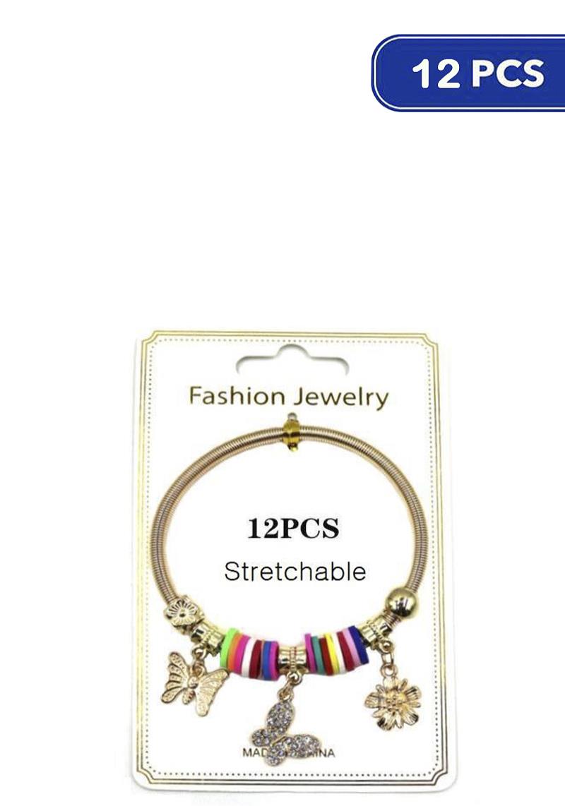 FASHION METAL BANGLE BUTTERFLY CHARM BRACELET (12 UNITS)