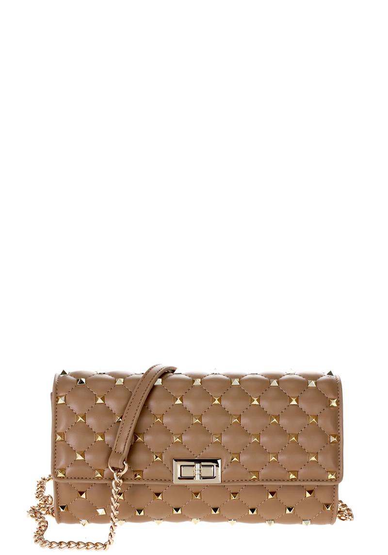 FASHION STITCH MONOGRAM SPIKE STUD CROSSBODY BAG