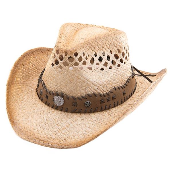 FASHION VENTED STRAW WESTERN DESIGN HAT