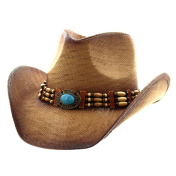 FASHION STONE BEAD DESIGN WESTERN HAT