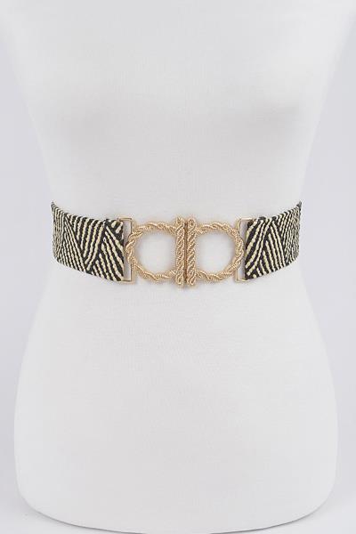 METAL FAUX STRAW ELASTIC BELT