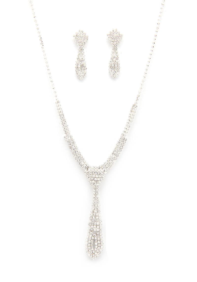 LONG TEARDROP RHINESTONE NECKLACE