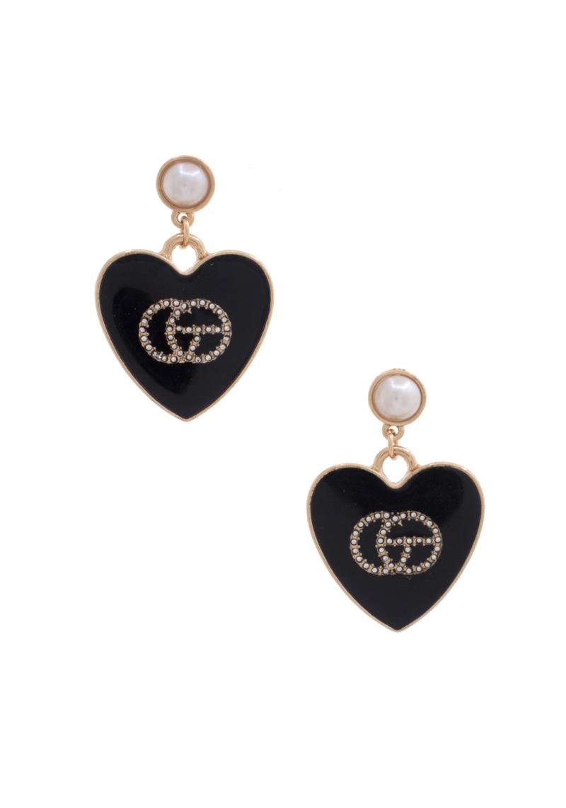 DOUBLE CIRCLE HEART DANGLE EARRING