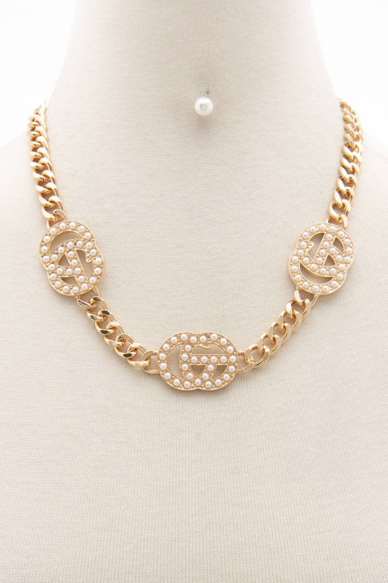DOUBLE CIRCLE RHINESTONE NECKLACE