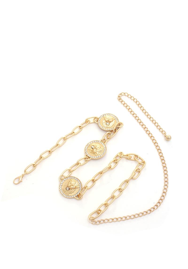 LION HEAD DISC OVAL LINK METAL BELT