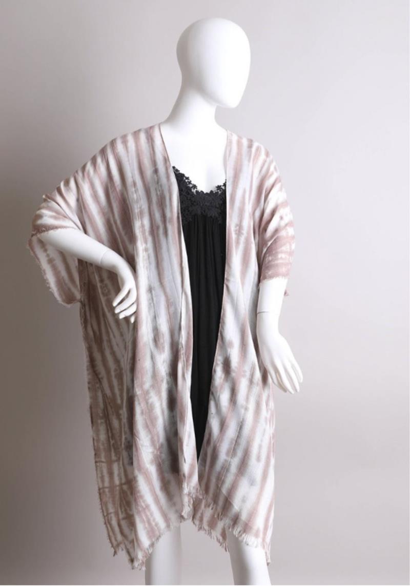TIE DYE FRAYED KIMONO