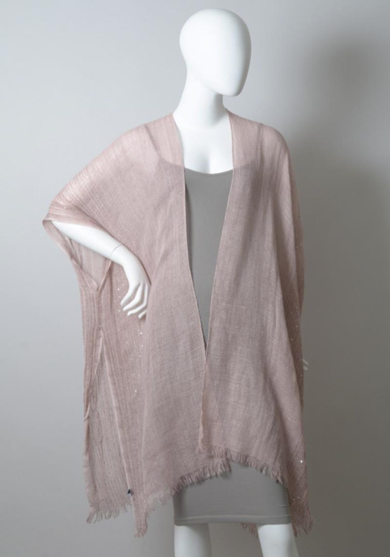 OPEN WEAVE SEQUIN BORDER TRIM KIMONO