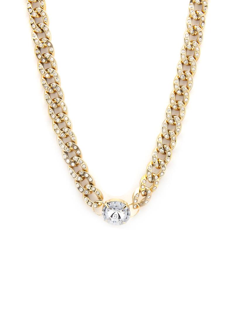 CRYSTAL CURB LINK METAL NECKLACE