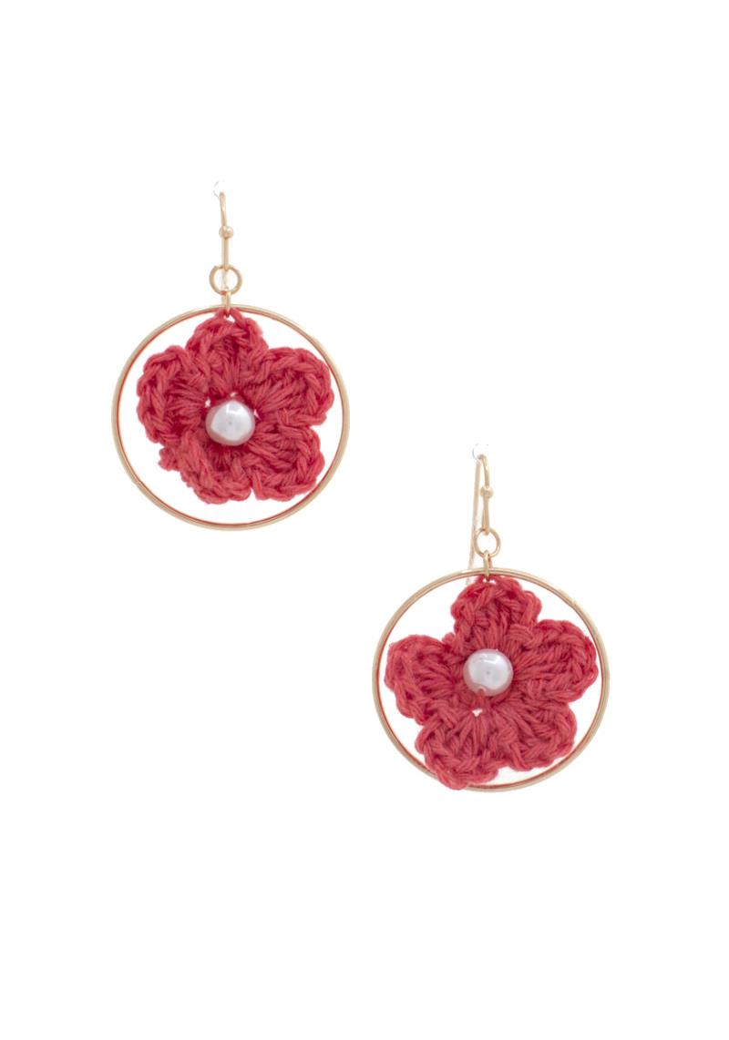 FLOWER ROUND DANGLE EARRING