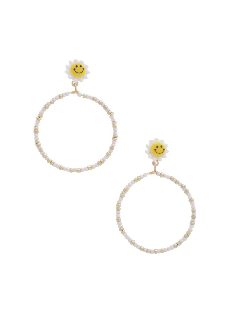 HAPPY FACE FLOWER BEADED EARRING