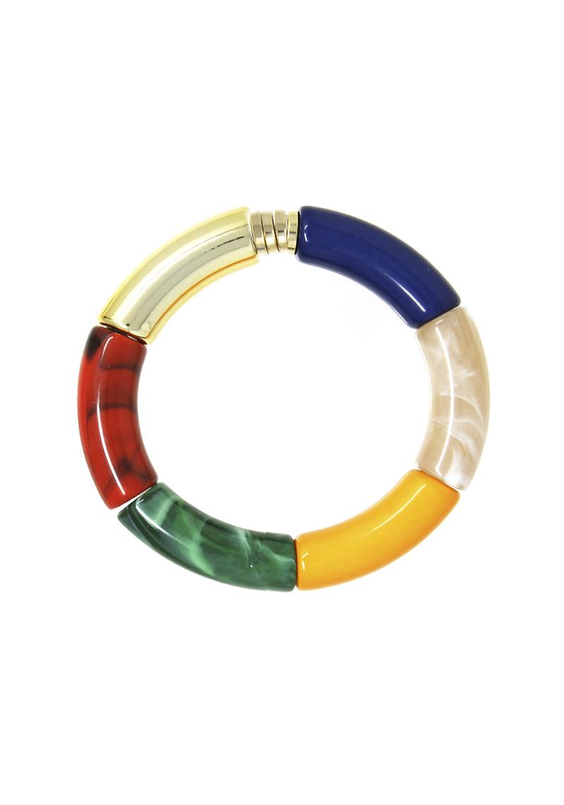 WIDE MULTI COLOR LUCITE STRETCH BRACELET