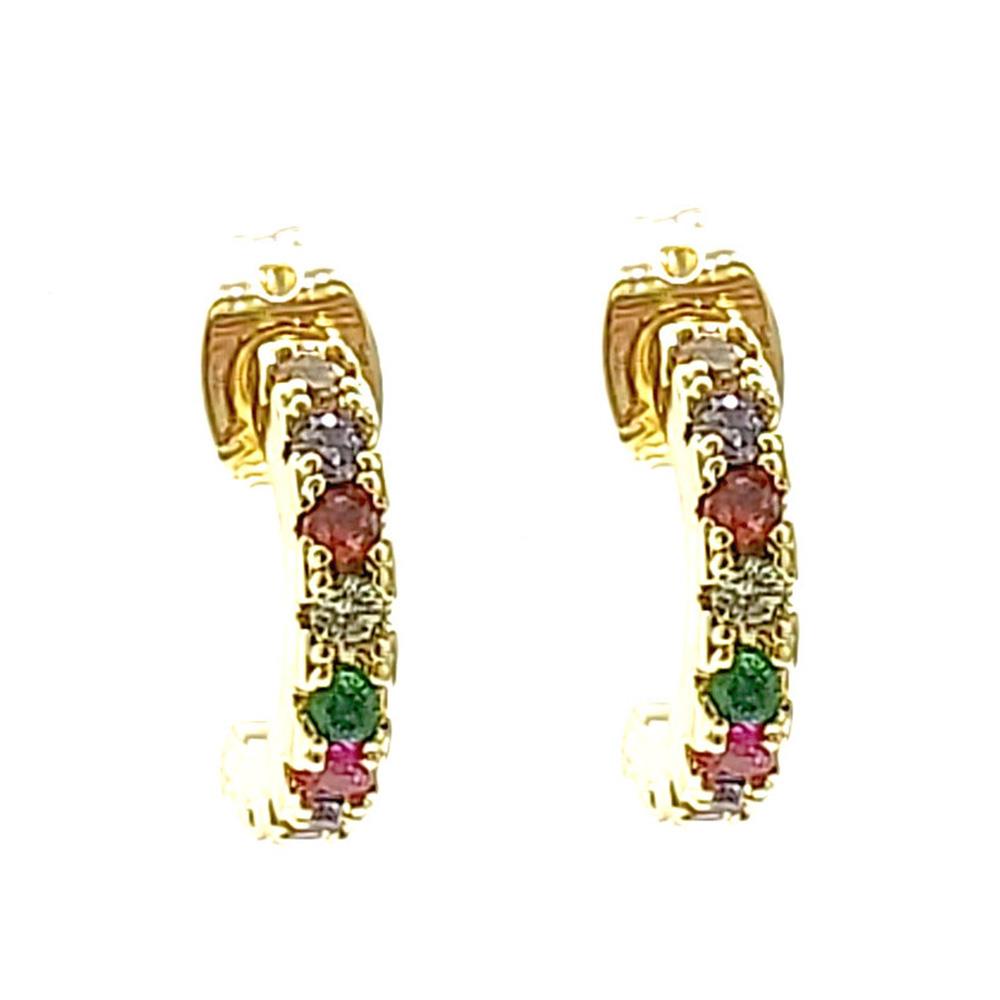 RHINESTONE HALF OPEN CIRCLE EARRING
