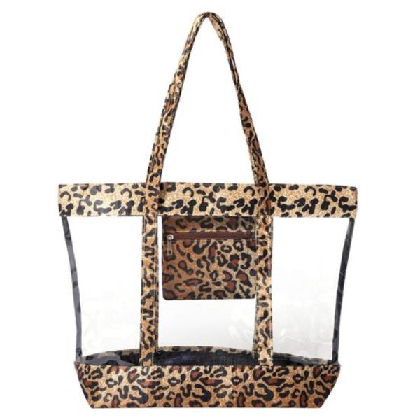 (PRE-ORDER/ONLY ONLINE) LEOPARD ANIMAL PRINT TRIMMED CLEAR TOTE BAG