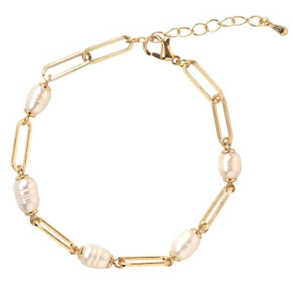 FASHION FRESHWATER LINK CHAIN STATIONED BRACELET