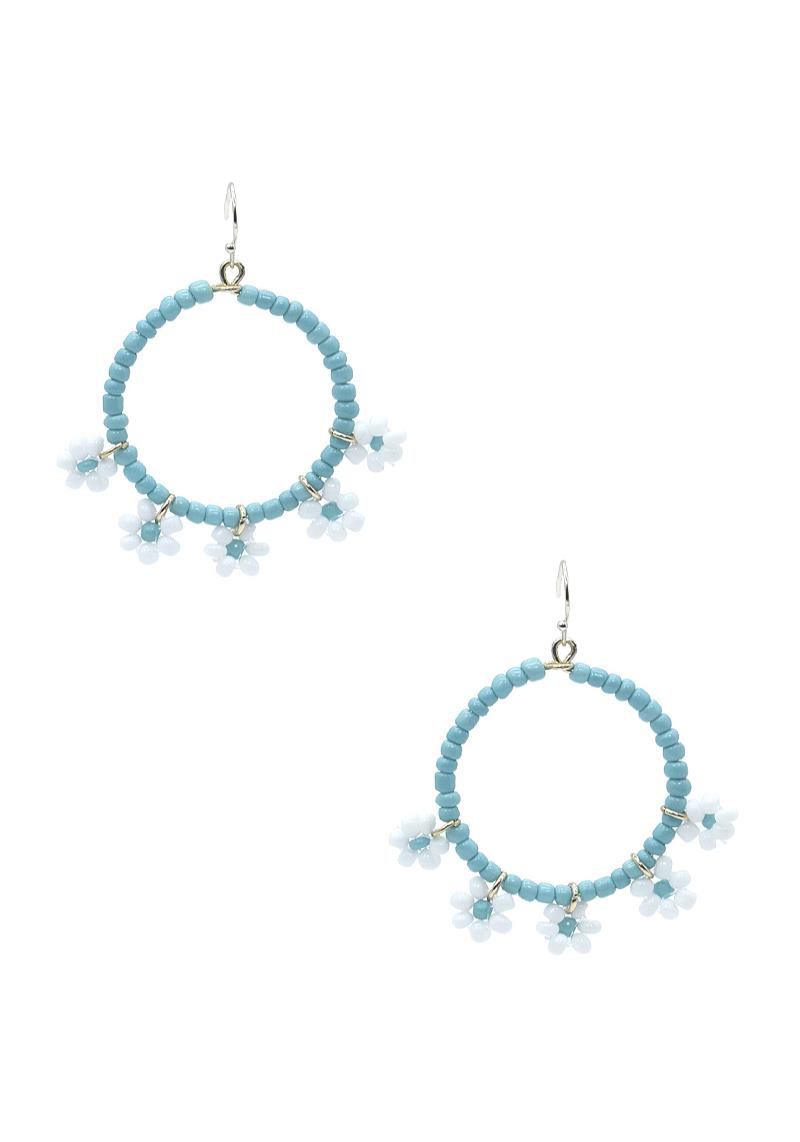 DANGLE BEAD FLOWER CHARM EARRING