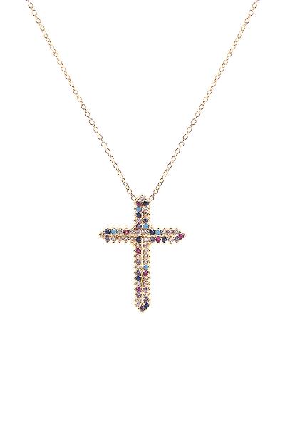 CRYSTAL POINTY CROSS NECKLACE