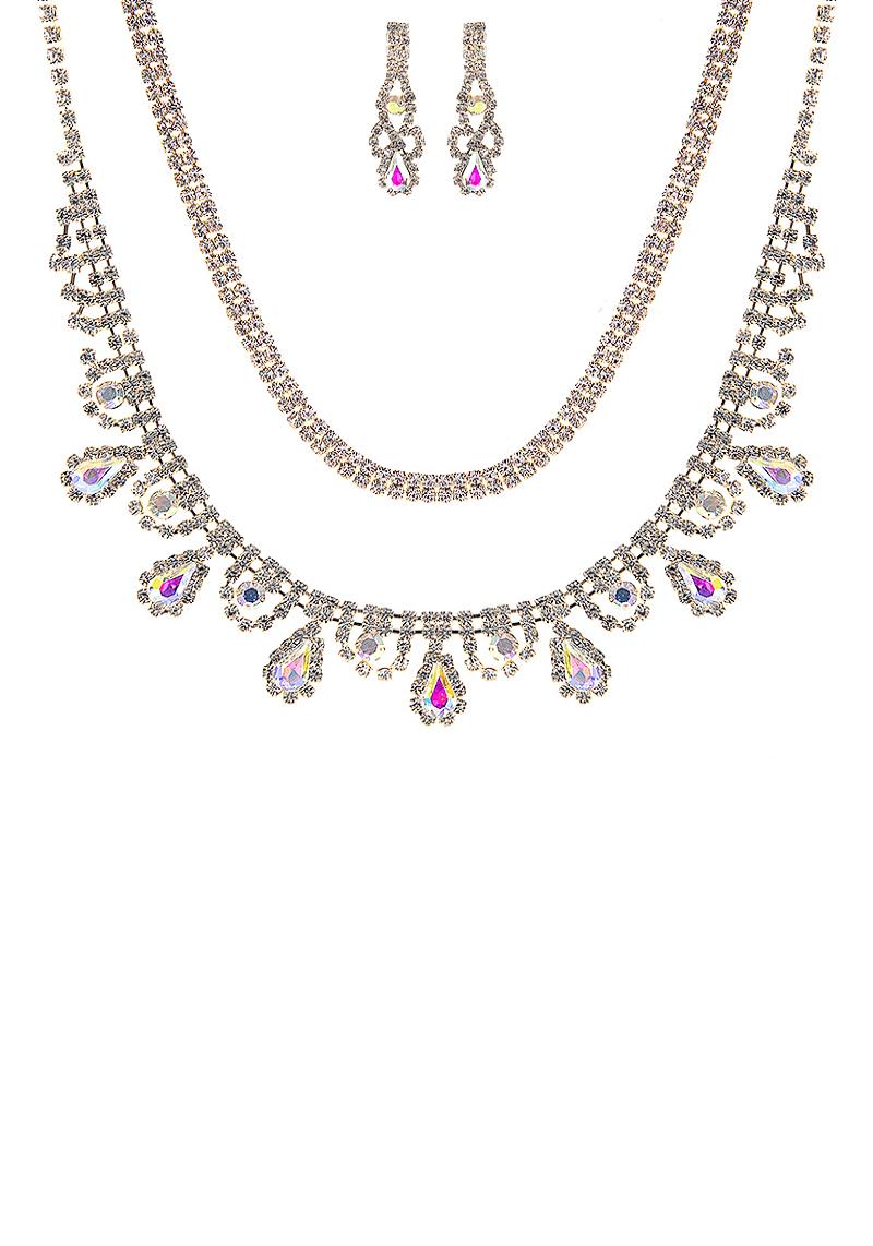 FASHION TEAR DROP 2 NECKLACE AND EARRING SET
