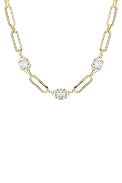 CRYSTAL CUBIC HALO STATION CHOKER NECKLACE