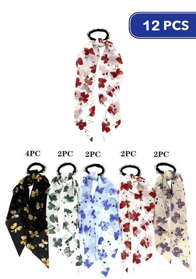 FASHION FLOWER TASSEL HAIR TIE (12 UNITS)