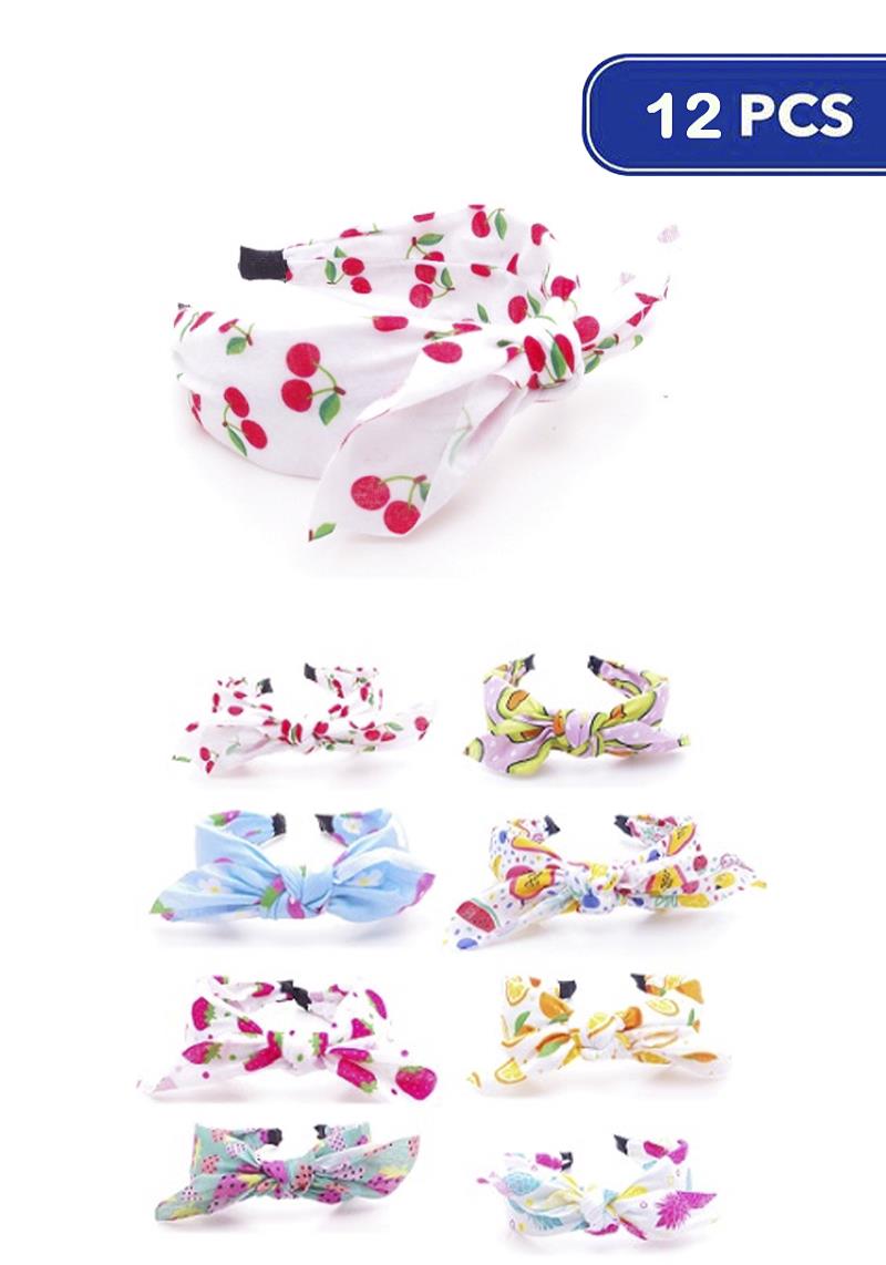 FASHION FRUIT PRINT RIBBON HEADBAND (12 UNITS)