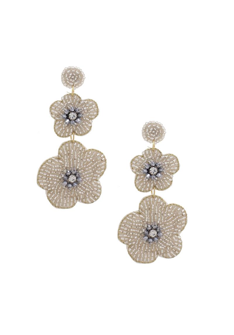 SEED BEAD FLOWER DROP EARRING