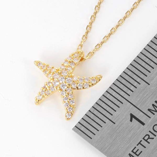 GOLD DIPPED RHINESTONE STARFISH CHARM NECKLACE