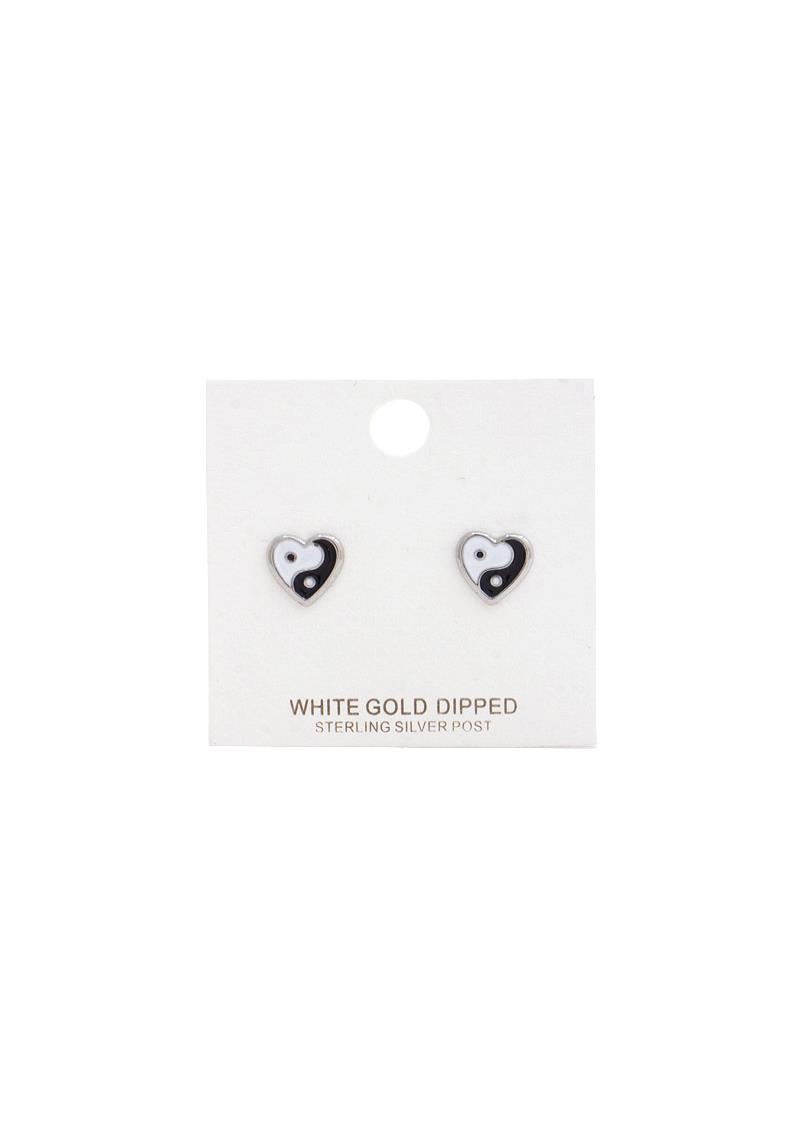 YING YANG HEART STUD EARRING