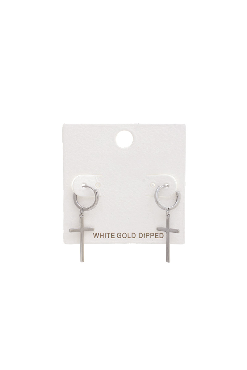 CROSS HUGGIE EARRING