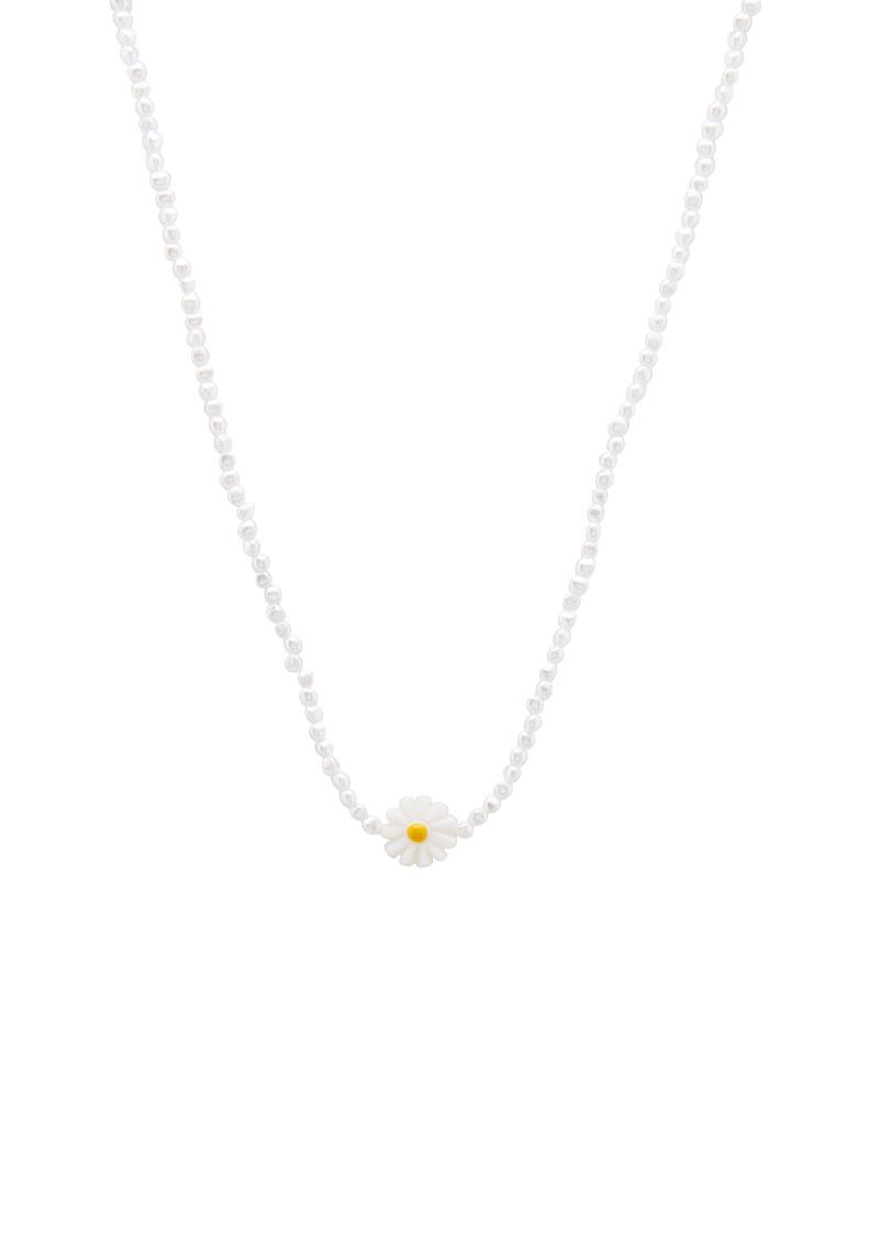 DAISY FLOWER PEARL BEAD NECKLACE