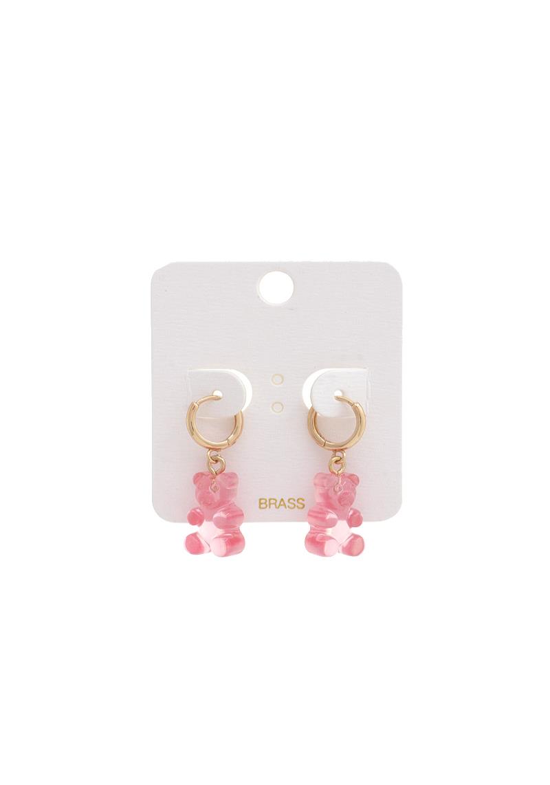 TRANSPARENT GUMMY BEAR CHARM HUGGIE EARRING
