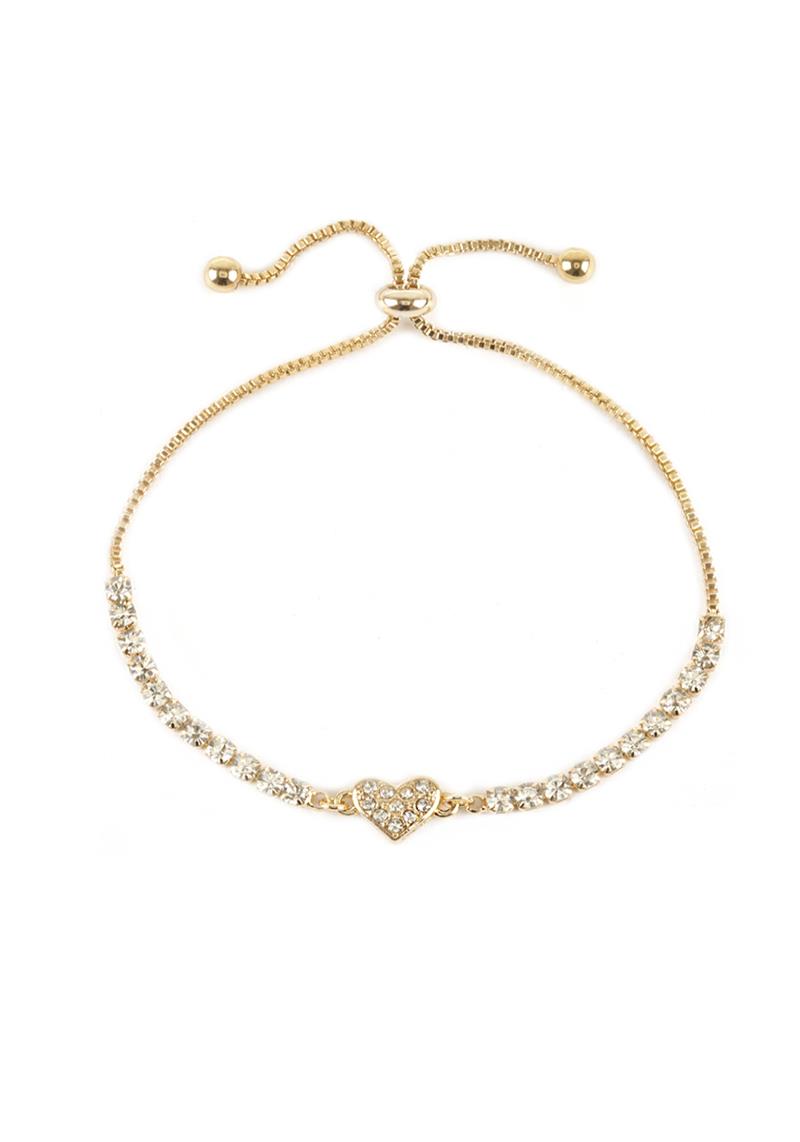 RHINESTONE HEART ADJUST BRACELET