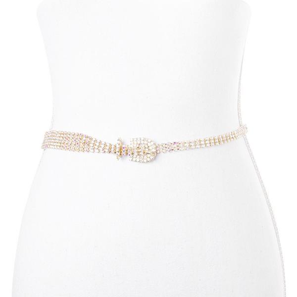 RHINESTONE BUCKLE METAL BELT